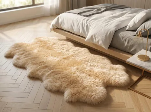 Vista 13 de Alfombra de piel de oveja, mullida y esponjosa, súper suave de 24 x 36 pulgadas, alfombra de pelo de oveja de felpa, alfombras decorativas
