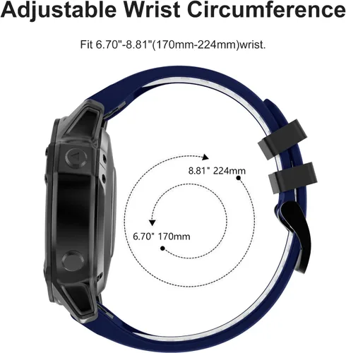 Vista 4 de OVERSTEP Correa de reloj compatible con Garmin Fenix 6, correa de repuesto de ajuste rápido de 0.866 pulgadas para reloj inteligente Fenix 6