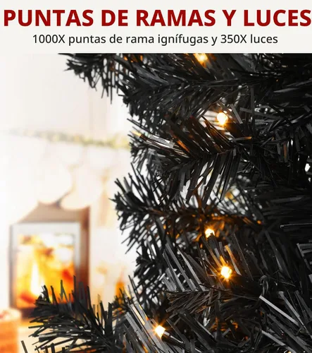 Vista 4 de DWVO Árbol de Navidad preiluminado de 7.5 pies con 350 LED de doble color Negro