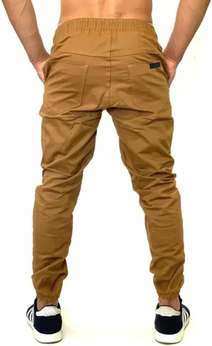 Vista 3 de Pantalones de jogging para hombre, pantalones deportivos de senderismo, pantalones deportivos casuales con cordón para fitness, A-caqui