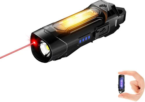 Vista 11 de Linterna recargable EDC llavero, pequeña linterna de bolsillo con luz UV Verde
