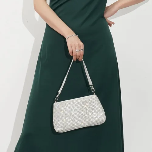 Vista 3 de Desy & Feeci Bolso de noche para mujer, bolso de mano completo con diamantes de imitación para mujer, dama, niña, novia, graduación, cóctel, fiesta