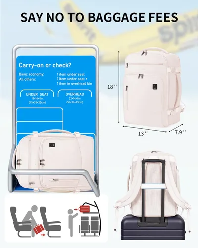 Vista 2 de ECOHUB Mochila de Viaje Mochila de Equipaje de Mano Carry on Backpack Water Resistant Fit 15.6" Laptop AirTag Pocket, Lightweight Casual Daypack