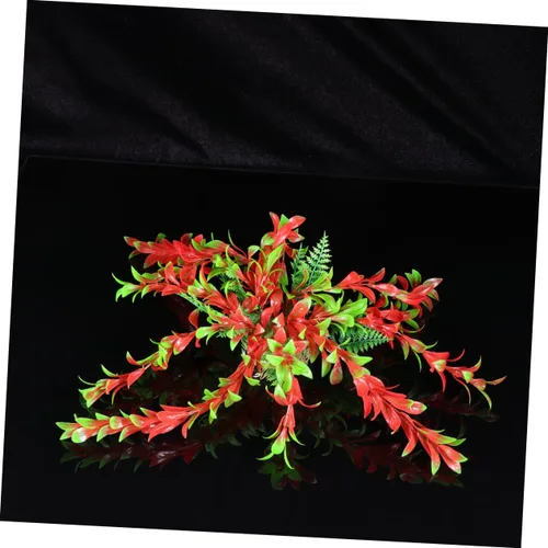 Vista 2 de balacoo Adornos en miniatura Redhood Plantas de acuario de plástico Peces Decoración de acuario Acuario Hierba Plantas Adornos de pecera roja