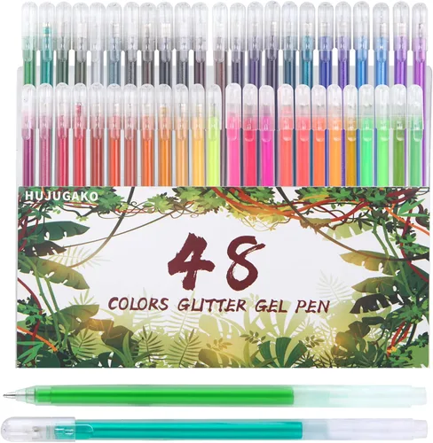 Vista 5 de Bolígrafos de gel azules, bolígrafos de punta fina pastel de cristal metálico con purpurina con un 150% más de tinta para escribir suavemente