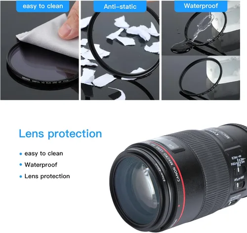 Vista 4 de Newks Kit de filtro de protección UV MRC de 2.283 in, protector delgado de filtros UV transparentes, 16 capas nano revestidas/ultra delgadas/alta
