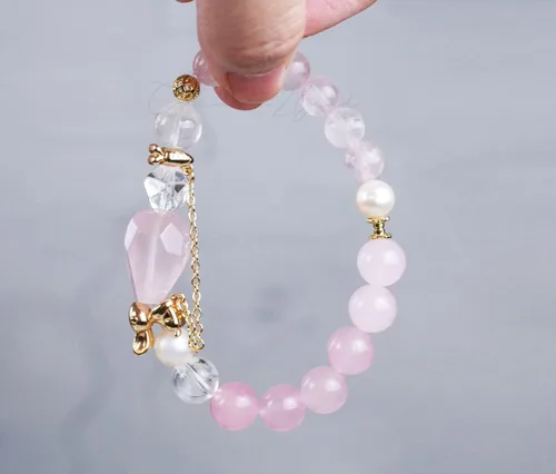 Vista 224 de Precious Gemstone Natural Crystal Healing Bracelet, Rutilated Quartz, Moonstone, Quartz Handmade Original Design Bracelet