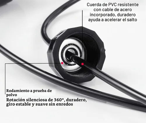 Vista 4 de BOOMIBOO Cuerda de Saltar, Cuerdas de Saltar Ajustables, Cuerda de Saltar Sin Enredos de Velocidad Rápida con Rodamientos de Bolas para Mujeres