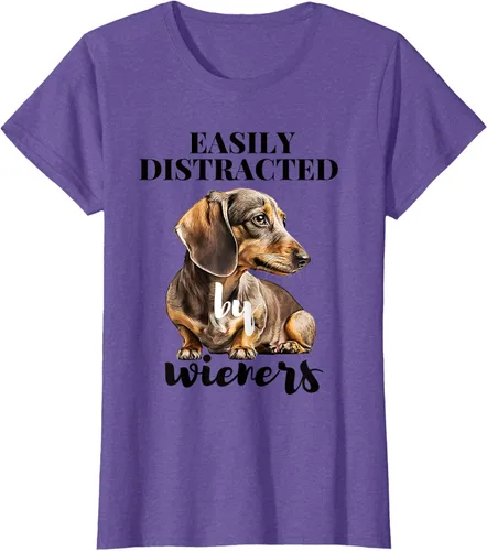 Vista 21 de Easy Distracted By Wieners Dachshund - Camiseta divertida para perro Weiner, Azul