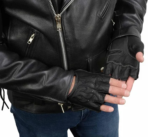 Vista 6 de Guantes Milwaukee Leather para hombre sin dedos para motocicleta Negro