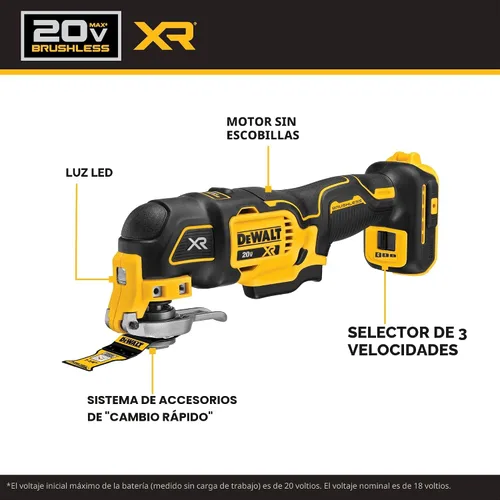 Vista 3 de DEWALT MAX XR 20V - Kit de multiherramienta oscilante, accesorios de herramienta oscilante, sin cable, 3 velocidades, cambio rápido de hoja, papel