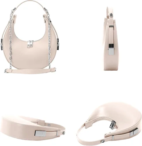 Vista 4 de Bolso de hombro con media luna, bolso de cuero para axilas, bolso de hombro para mujer, bolso vintage, bolsa de negocios, bolsa de ocio