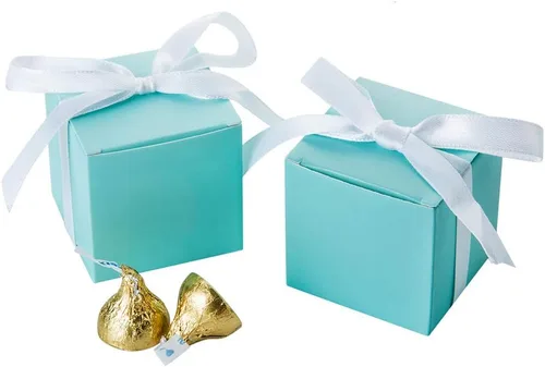 Vista 22 de AWELL Caja de dulces de regalo negra con puntos dorados a granel de 2 x 2 x 2 pulgadas con cinta para recuerdos de fiesta, puntos dorados, paquete