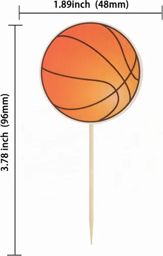Vista 2 de 36 piezas de adornos para cupcakes de baloncesto, estrellas, bolas deportivas, adornos para cupcakes para jugadores de baloncesto, decoración