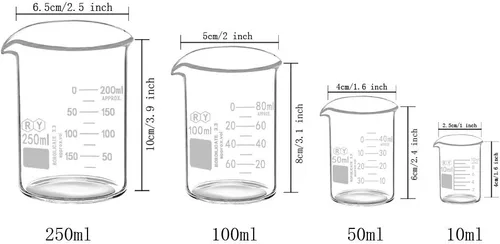 Vista 2 de Juego de vasos de vidrio de borosilicato de 4 piezas, 0.3-8.5 fl oz