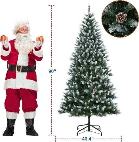 Vista 2 de GAOMON 7.5FT Pre-Lit Flocked Artificial Christmas Tree, 450 Lights Type 12