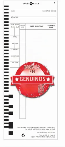 Vista 2 de Pyramid Time Systems 44100 - Tarjetas de reloj de tiempo con código de barras (100 unidades)