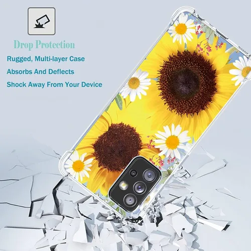 Vista 7 de Funda de teléfono para Galaxy A52 4G, Samsung A52 5G funda para niñas y mujeres, delgada, a prueba de golpes, patrón floral, suave, flexible, funda