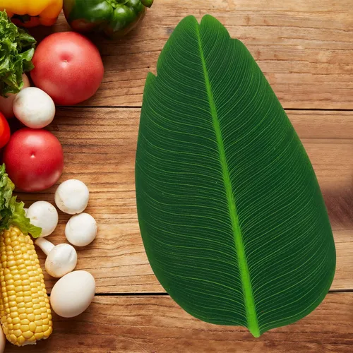 Vista 8 de SWR Hojas de plátano, manteles individuales de hojas, 10 piezas de hojas de plátano artificiales para fiesta hawaiana, aventura en la selva