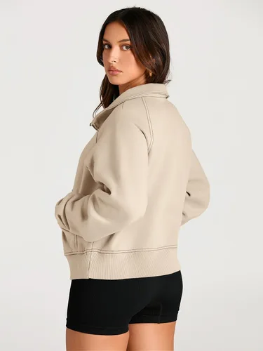 Vista 5 de AUTOMET Sudaderas con media cremallera para mujer, sudadera corta de vellón con cremallera de un cuarto, sudaderas con capucha para el otoño, a