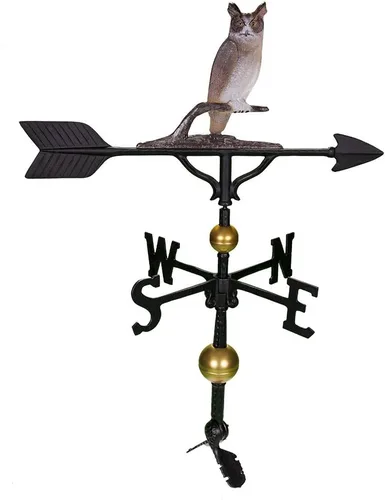 Vista 2 de Montague Metal Products Veleta de 32 pulgadas con adorno de búho de hierro sueco Hierro (Swedish Iron)