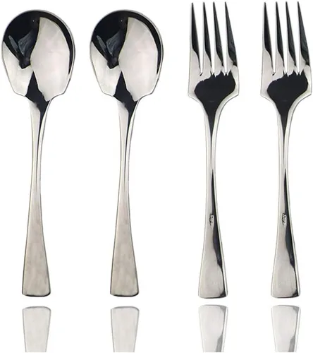 Vista 18 de JASHII Juego de cubiertos de acero inoxidable 18/10 de 20 piezas de plata pulida con espejo, cuchillo de cena, tenedor de ensalada, cuchara