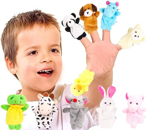 Vista 4 de Juego de 10 Marionetas de Dedo - Juguetes de Marionetas de Dedo de Animales de Felpa Suave para Niños, Surtido de Mini Figuras de Peluche para Niños