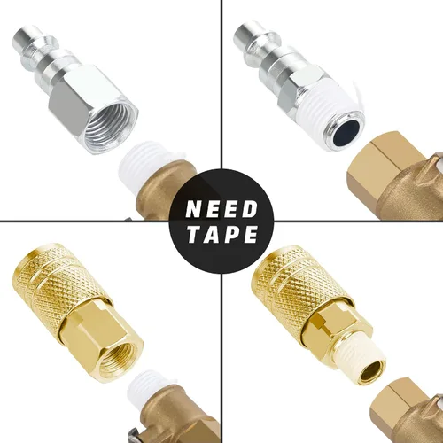 Vista 4 de Accesorios de manguera para compresor de aire, tamaño de flujo de 1/4 de pulgada, tamaño de rosca hembra NPT de 1/4 de pulgada, material de latón