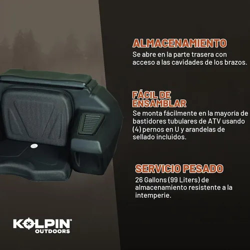 Vista 2 de Kolpin 4438 - Caja de casco trasera para ATV Negra Pequeña