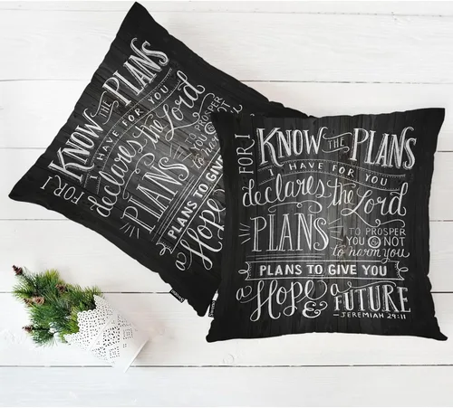 Vista 5 de Swono Juego de 2 fundas de almohada decorativas con versículo bíblico para el hogar, fundas de almohada para sala de estar, dormitorio, fundas