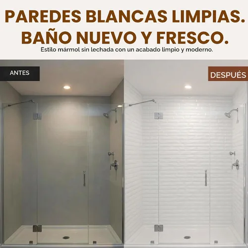Vista 2 de From Plain To Beautiful In Hours Vista - Paneles de pared para bañera y ducha Surround - Blanco brillante Blanco satinado