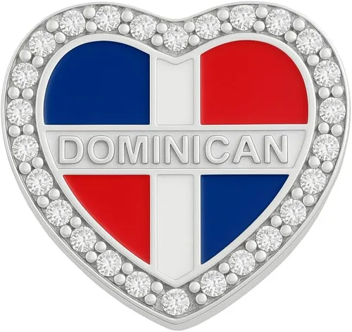 Vista 2 de Mapa del corazón dominicano y dije redondo, dije de regalo de República Dominicana, plata esterlina, regalo para esposa, mujeres, amigos, familia