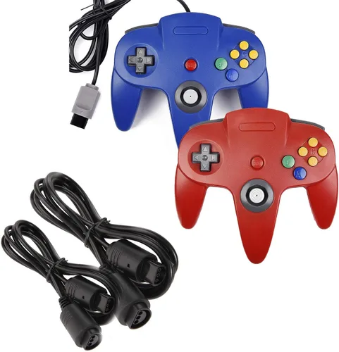 Vista 12 de Paquete de 2 controladores clásicos N64 (negro) con 2 cables de extensión de controlador N64 de 6 pies