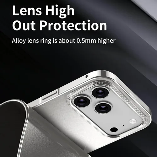 Vista 4 de Funda a prueba de golpes para iPhone 17 Pro Max /17 Pro/Air/17, cubierta de bisel de metal con bordes elevados, carcasa protectora resistente a