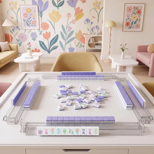 Vista 7 de Soulchen Juego de Mahjong Americano Lavender Garden de 1.2 pulgadas, 168 Morado