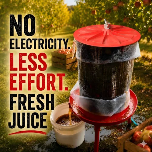 Vista 7 de Prensa hidráulica de frutas de 5,3 galones de sidra de vino de vejiga de uva Prensa de jugo de uva Hydro-powered electricity-free press mechanism