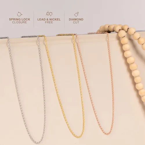 Vista 3 de PORI JEWELERS 10K Yellow Gold 2.0MM Round Rolo Link Chain Necklace - Made in Italy