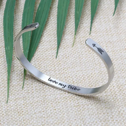 Vista 5 de Joycuff - Pulseras de acero inoxidable para mujeres, regalos de inspiración para amigos, hija, madre, de plata, oro rosa, pulsera de cruz para niñas