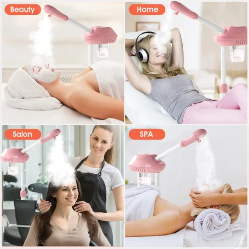 Vista 6 de Vaporizador Facial Profesional, Vaporizador Facial sobre Ruedas, Vaporizador para Esteticistas con Más Vapor para Hidratación y Humectación, Altura