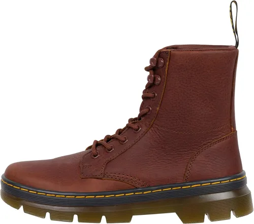 Vista 2 de Dr. Martens Botas unisex de piel Ambassador con 8 corbatas, anacardo, 11 mujeres/10 hombres