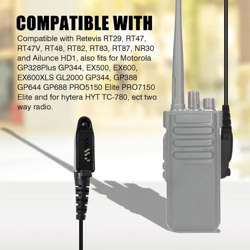 Vista 2 de WODASEN Micrófono de altavoz de radio impermeable Walkie Talkie Micrófono de mano para Retevis Ailunce HD1 RT29 RT47 RT47V RT48 RT82 RT83 RT87 NR30