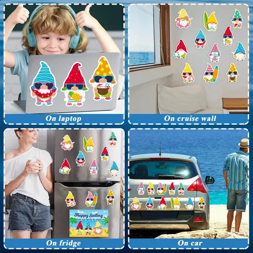 Vista 6 de 12 piezas de decoraciones grandes para puertas de crucero, imanes magnéticos de playa de verano, crucero, refrigerador, buzón de automóvil