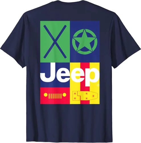 Vista 2 de Jeep Camiseta deportiva retro de los años 90, Azul Patchwork, S