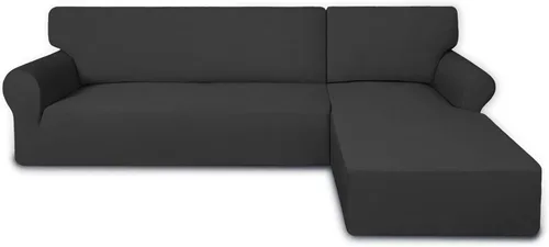 Vista 29 de PureFit - Fundas superelásticas para sofá modular en L, 2 fundas de elastano antideslizantes con borde elástico, ideal para niños y mascotas