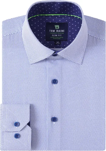 Vista 8 de Tom Baine Camisa de hombre ajustada de manga larga de alto rendimiento geométrica casual con botones