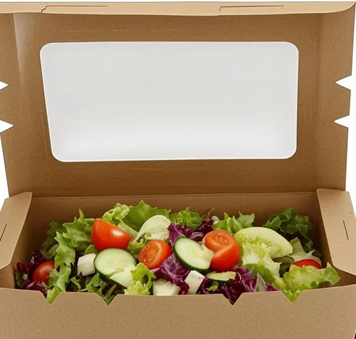 Vista 6 de KEILEOHO Paquete de 60 cajas de papel kraft marrón con ventana transparente, recipientes de alimentos para llevar de 40 onzas, cajas de pastelería