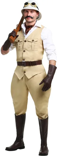 Vista 2 de funcostumes Safari Hunter Mens Costume, L, Marrón