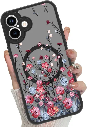 Vista 65 de Funda magnética para iPhone 17 Pro [compatible con MagSafe], bonita funda de moda con estampado de leopardo negro, translúcida, mate, parte trasera