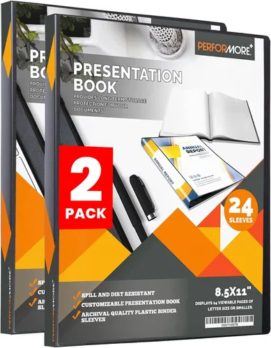 Vista 9 de PERFORMORE Libro de presentación de 24 bolsillos, tamaño carta, negro