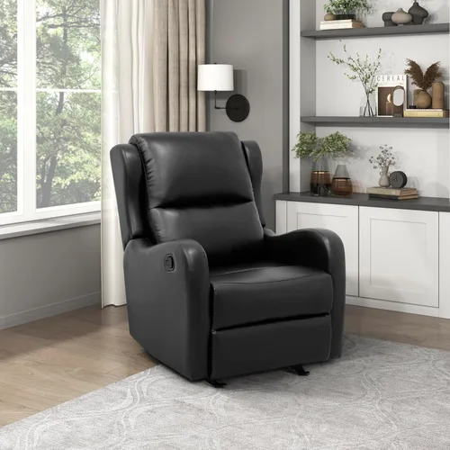 Vista 9 de Lexicon Silla reclinable manual, sillón reclinable de pared, piel sintética Negro